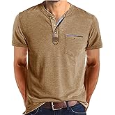 Rela Bota Men’s Henley Shirts Short Sleeve Casual T-Shirts Fashion Basic Summer Classic Lightweight Tee Tops Pocket