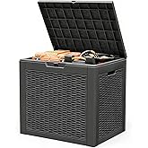 NBYSGO Outdoor Storage Deck Boxes Waterproof, Waterproof and UV Resistant Outdoor Storage Box Lockable Lid for Delivery Box, Indoor, Garden Tools, Pool Supplies, Patio (Black, 31 Gallon)