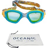 Oceanic Kids Goggles and Swim Mask, Comfortable Fit, Anti-Fog, Ages 3-8 | Oversized Lenses for Wide Field of Vision, Optical-Grade Anti-Fog, 100% UVA/UVB Protection, Soft Wide Silicone Strap