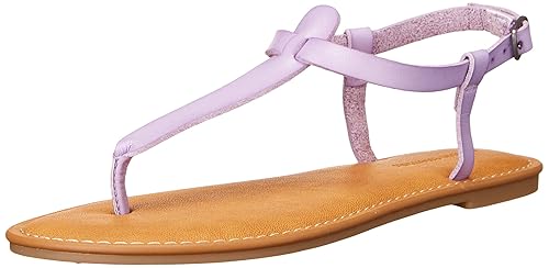 Amazon Essentials Women's Casual Thong Sandal with Ankle Strap, Lavender, 8.5