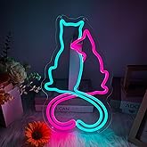 Two Cat Neon Signs for Wall Decor, Love Cat Neon Lights Signs for Room Decor, Cute Led Light Up Sign with USB Powered for Girls, Bedroom, Home Decoration
