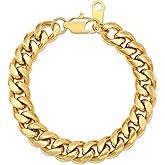 Memgift Stainless Steel Cuban Chain Bracelets for Men & Women - 6.5/7/7.5/8/9 Inch Gold Plated & Silver Stainless Steel Fashion Jewelry Bracelet