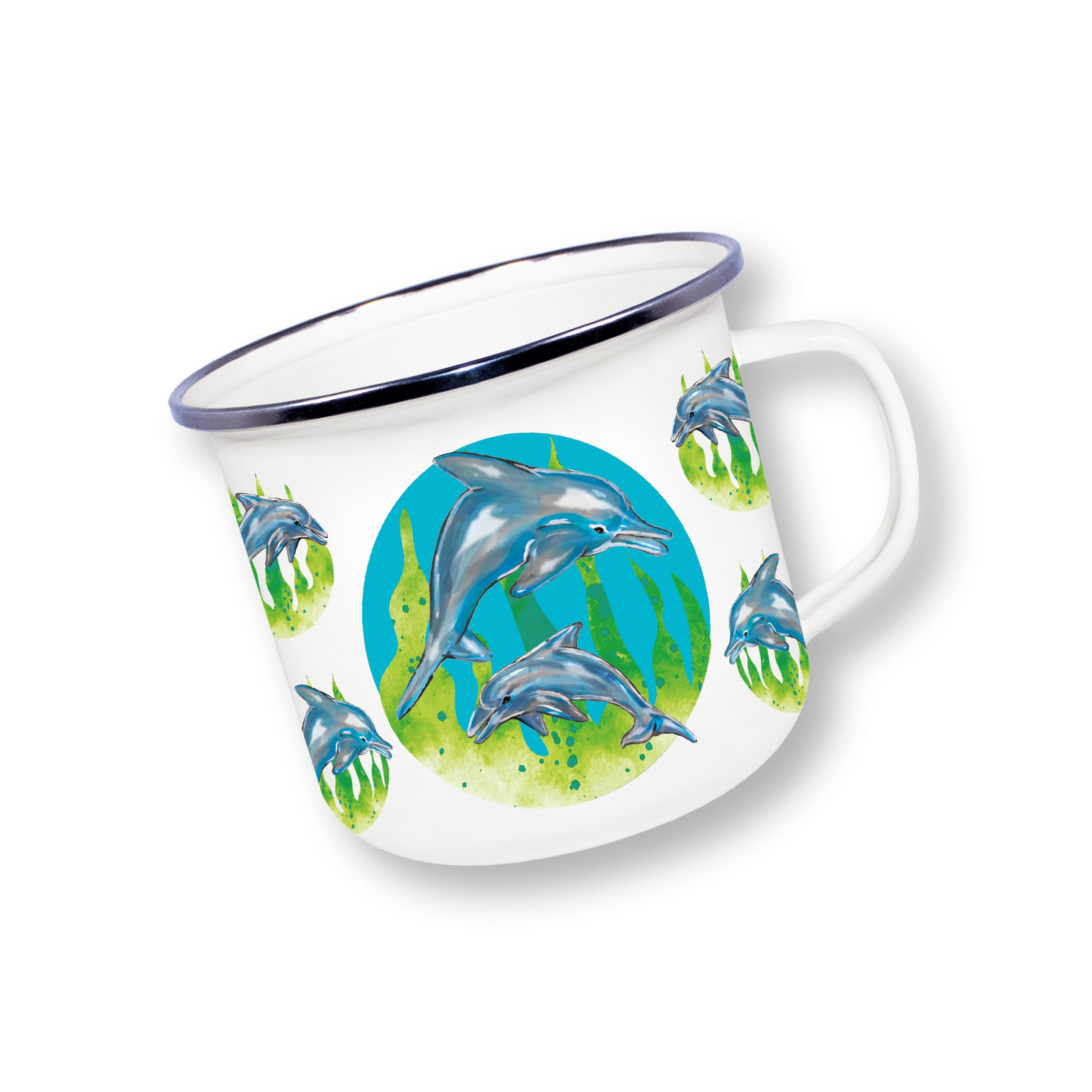 Deluxebase Anamelware Nature Collection - Dolphin Large 475ml Enamel Mug Great for Travel, Camping and Everyday Use. Reusable Cup for Coffee, Soup and Cold Drinks