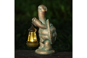 ROUNDOT Turtle Solar Powered Outdoor Garden Statue, Resin Statue with Solar Light Lantern, Decorative Lawn, Yard Outdoor Turtle Decoration. Unique Home Decoration, Gifts for Women