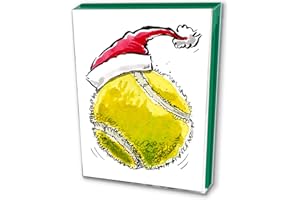 Play Strong Tennis Christmas 12-Pack Note Card Set (4.25x5.5 Inches) Illustrated Sports Holiday Note Cards 12-Pack Awesome for Tennis Players, Coaches, Fans, Friends and Family