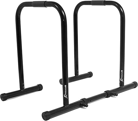 ProsourceFit Dip Stand Station, Ultimate Heavy Duty Body Bar Press with Safety Connector for Tricep Dips, Pull-Ups, Push-Ups, L-Sits
