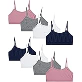 Rene Rofe Girls Training Bra - 8 4-Way Stretch Seamless Cami Bralette - Spaghetti Strap Starter Bras for Girls