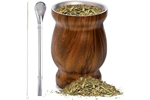 Cididu Yerba Mate Cup and Bombilla Kit, 8 oz / 230 ml Gourd Set, Double Walled 304 Stainless Steel Classic Cup with Straw and