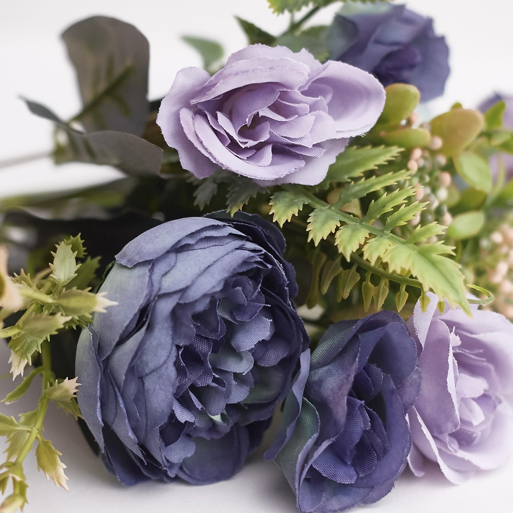 The Baked Studio – Silk Artificial Flower Bouquet (Peony Rose Hydrangea Foliage) – Realistic Fake Plant for Cake Decoration, Home Décor, Weddings, DIY and Crafts (Blue) — image 1