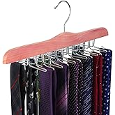 TOPIA HANGER American Red Cedar Wooden Tie Racks for Closet, 24 Tie Hangers Organizer, High-Grade Space Saving Necktie Holder for Storage and Display Bra, Tank Top, Camisole (1-Pack) CT14T