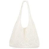 COOKOOKY Crochet Beach Tote bag Summer Beach Bag for Women Aesthetic Mesh Tote Bag Hippie Bag Knit Bag