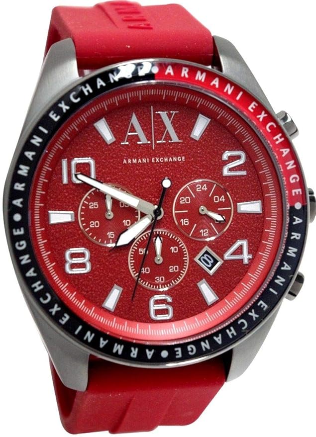 Buy Armani Exchange Chronograph Red Dial Red Rubber Mens Watch AX1252