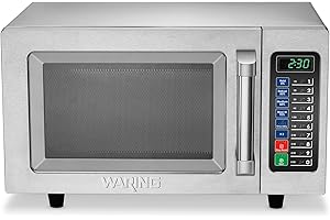 Waring Commercial WMO90 Medium Duty Microwave Oven, 0.9 Cubic Feet, 10 Programmable Memory Settings, 5 Power Levels, Stainless Steel Construction, 120V, 1000W, 5-15 Phase Plug