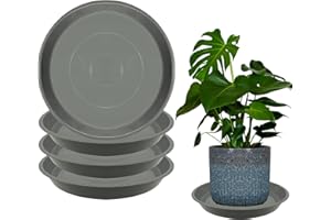 TNTIWQ 4 Pack 16 Inch Round Plant Saucers for Less 14Inch Pot Indoors Outdoors Plant Trays for Pots Planter Saucer Plastic Plant Drip Tray Flower Planter Water Tray for Potted Plants(Gray, 16"(6pcs))
