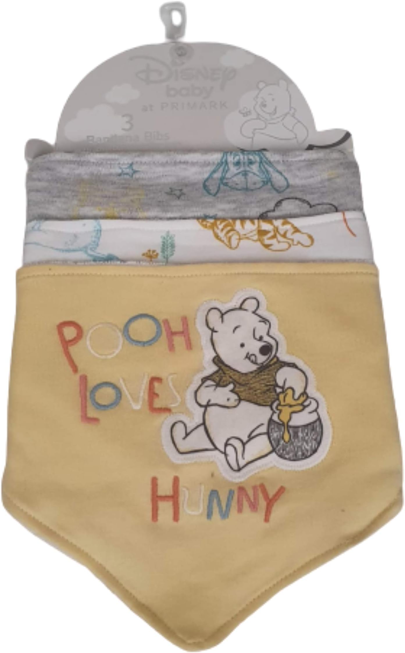 Disney Winnie The Pooh Bandana Bibs Pack of 3 Grey/White/Yellow