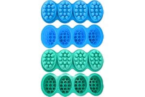 Hedume 4 Pack Silicone Massage Bar Soap Molds, SJ 4 Cavity Silicone Massage Molds, Nonstick & BPA Free, Handmade Soap Molds f