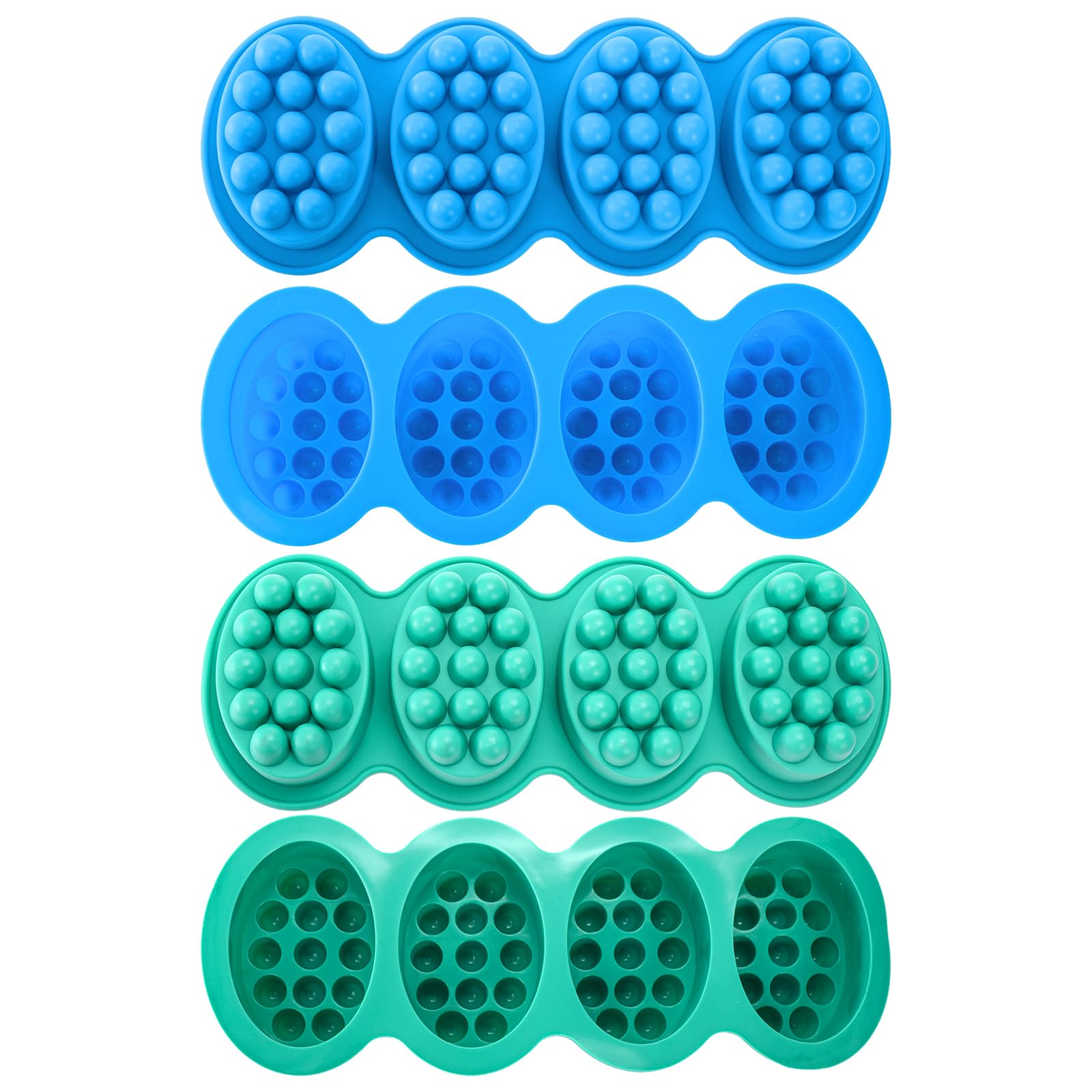 Photo 1 of Hedume 4 Pack Silicone Massage Bar Soap Molds, SJ 4 Cavity Silicone Massage Molds, Nonstick & BPA Free, Handmade Soap Molds for Soaps Making