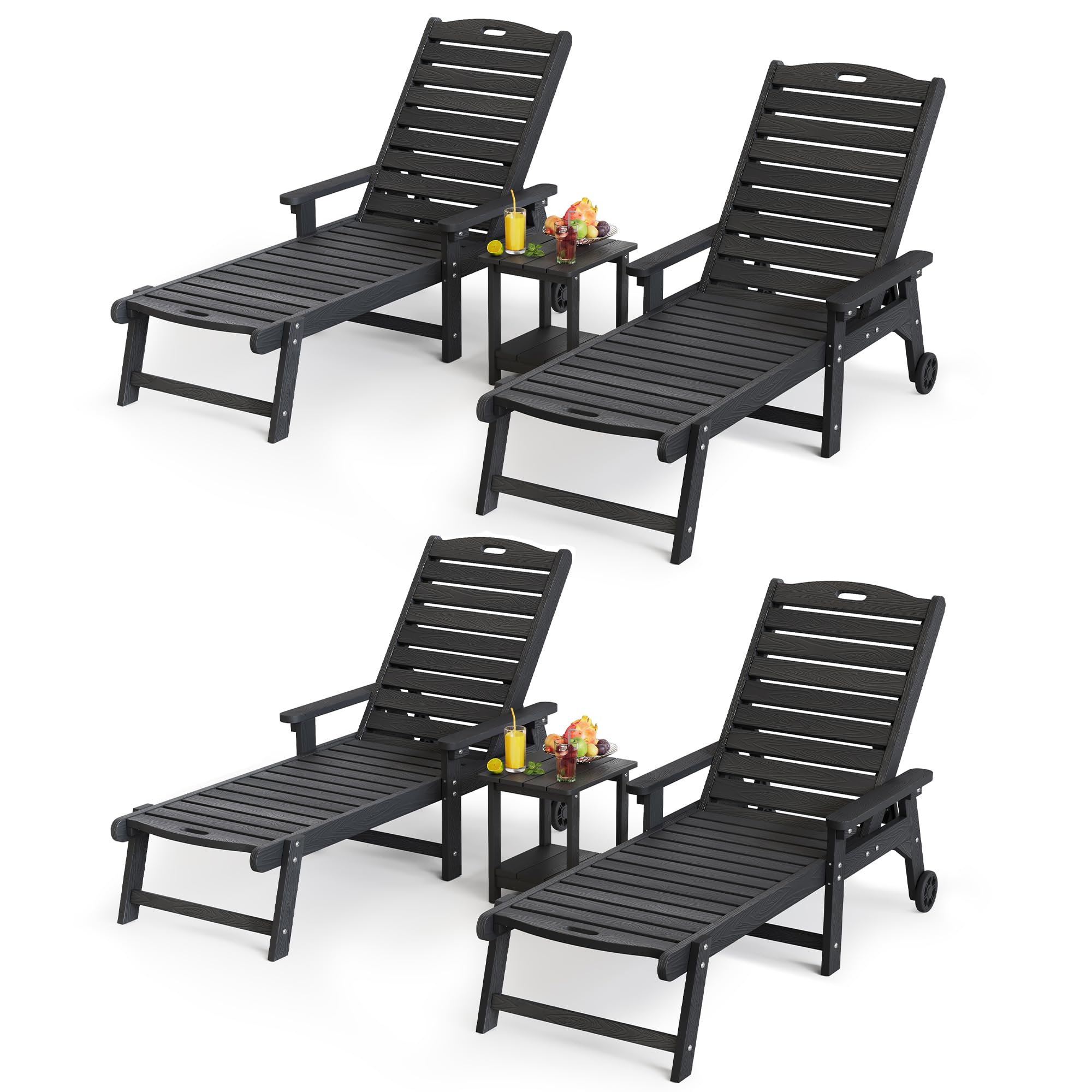 LUE BONA HDPS Chaise Lounge Chairs Set with