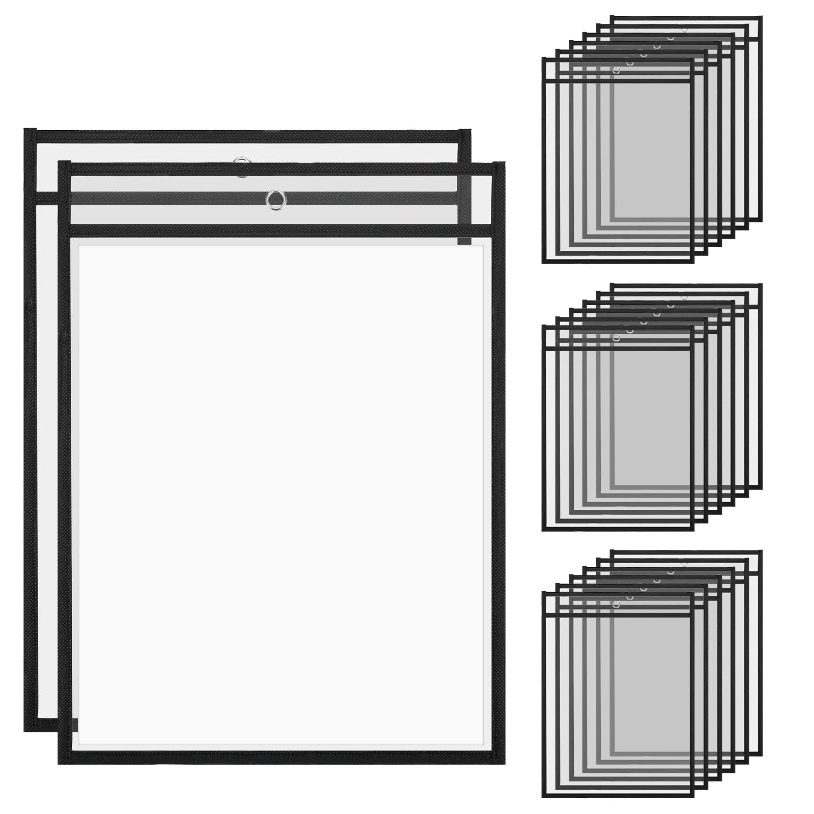 Photo 1 of 20 Pack Black Job Ticket Holders, " Wide x 13.5" Tall - Clear Plastic Shop Ticket Holder - Easy to Use, Reusable & Easy Erase Plastic Invoice Holders, Water-Resistant & Durable 2pack