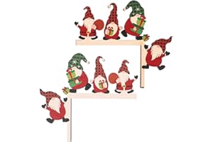 Didiseaon Christmas Door Frame Decoration 2pcs Wooden Xmas Gnome Door Corner Sign Holiday Wall Sculpture Frame Ornament for Window Door Wall