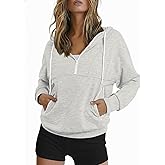 ZAFUL Womens Hoodies Half Zip Up 2025 Fall Fashion Hooded Sweatshirts with Zipper Pockets Contrast Pullover Workout Clothes