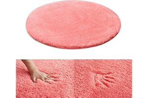 Kekon Ultra Soft Indoor Modern Round Area Rugs Fluffy Non-Slip Floor Carpets Silky Mat for Living Room Bedroom Kids and Baby Room Nursery and Pet, 1ft, Red
