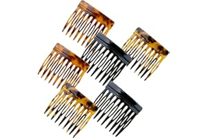 IAXSEE 6 Pcs French Hair Side Combs for Women Bun Small Twist Hair Decorative, Strong Hold Clips for Women Bun(Brown, Black)