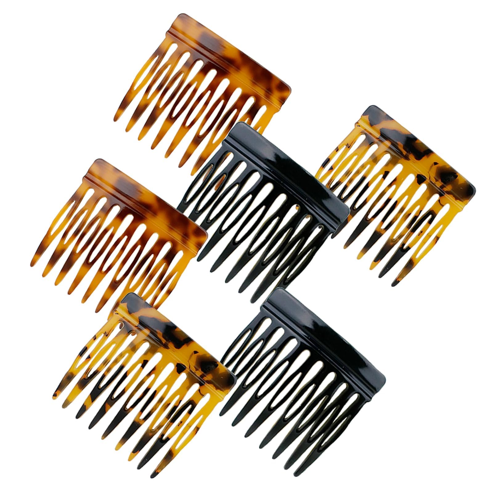 Photo 1 of 6 Pcs French Hair Side Combs for Women Bun Small Twist Hair Decorative, Strong Hold Clips for Women Bun(Brown, Black)