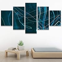 SIGNWIN 5 Panel Canvas Wall Art Modern Art Abstract Closeup Geometric Lights Mixed Media Modern Multicolor for Home Decorations Ready to Hang - 60