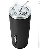 BJPKPK 20 oz Tumbler with Lid and Straw Insulated Travel Coffee Mug Reusable Stainless Steel Thermal Cups,Black
