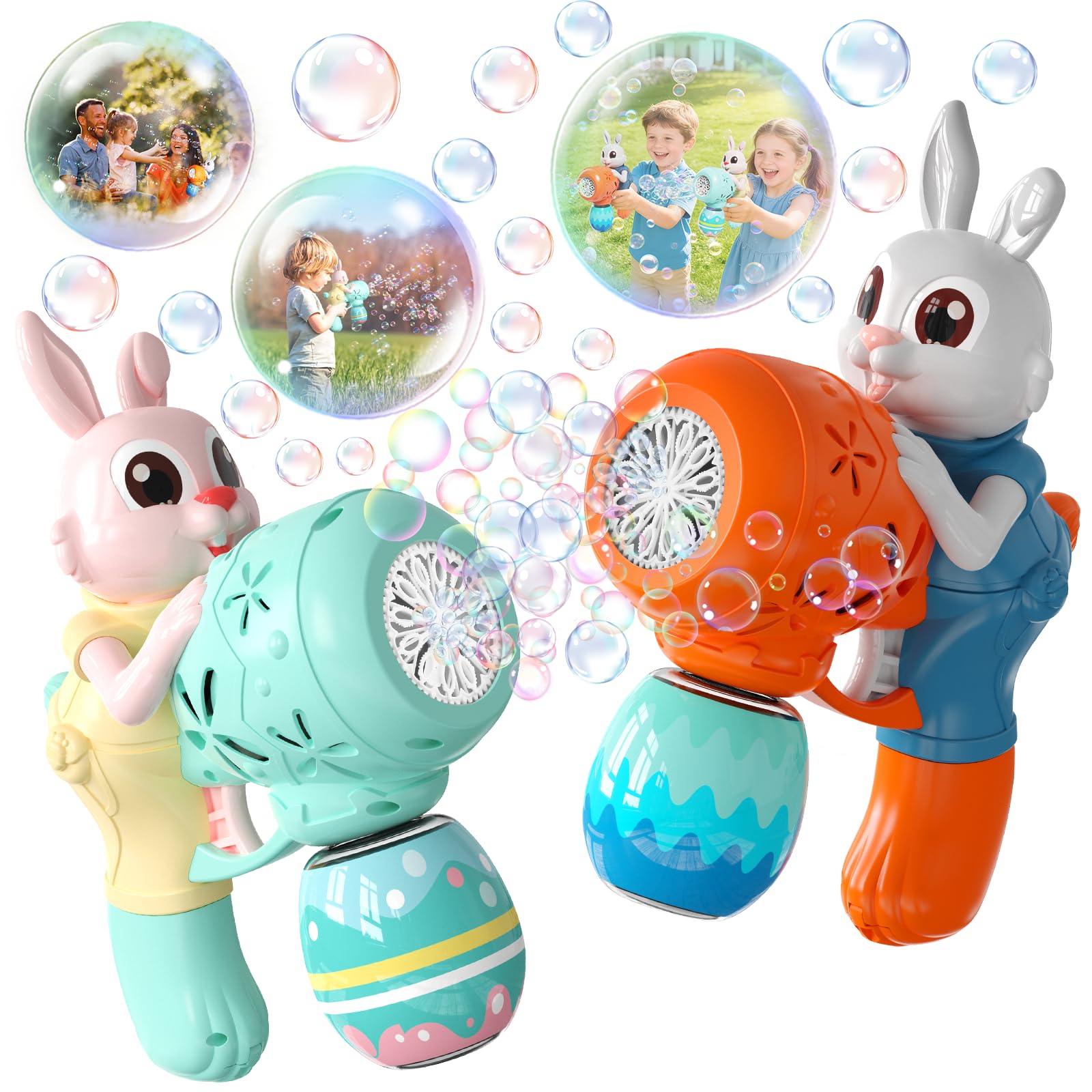 Bubble Gun for Kids 2 Pack Bubble Guns Kit for Toddlers Rabbit Bubble Machine Electric Bubble Toy Automatic Bubble Blower Bubble Maker for Outdoor Easter Gift for Kids