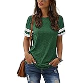 Adibosy Women Summer Casual Shirts: Short Sleeve Striped Tunic Tops - Womens Crew Neck Tee Tshirt Blouses