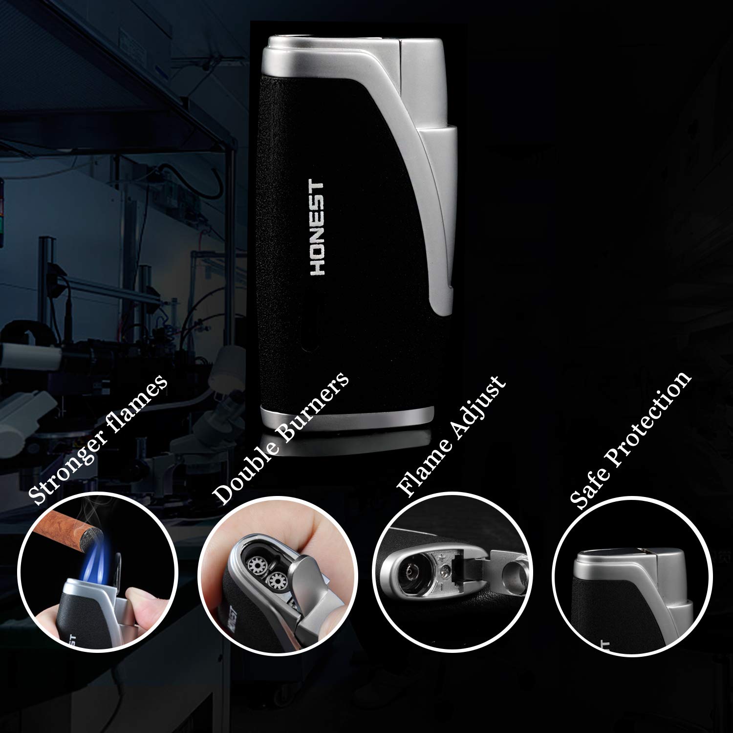 YKMY Jet-Feuerzeug, gut für den Zigarettenanzünder, Gasfeuerzeug mit Einer Deluxe Geschenkbox, kein Gas