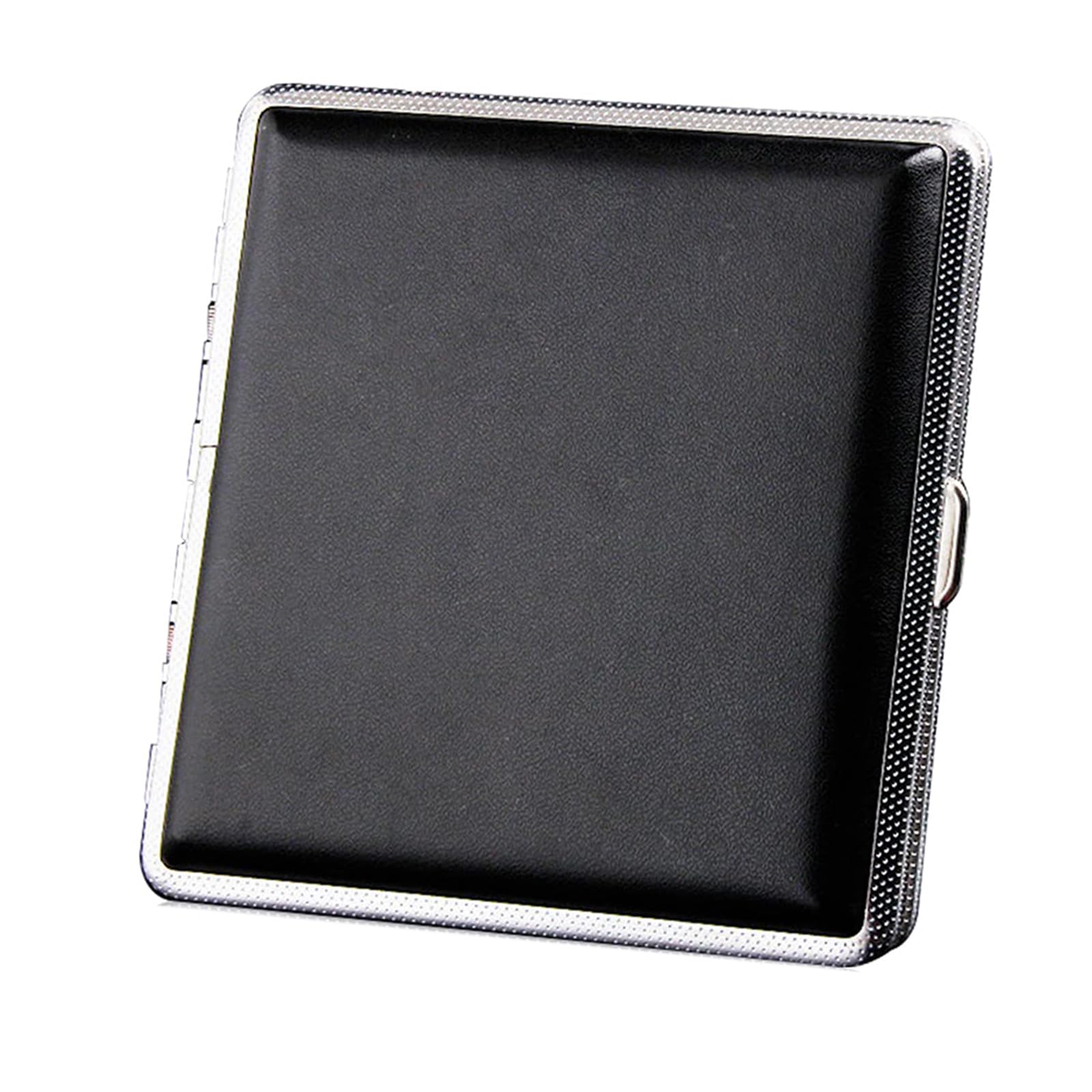 YiYFiT Leather Cigarette Case Holder, Metal Frame, Portable, Holds 20 Cigarettes, Black