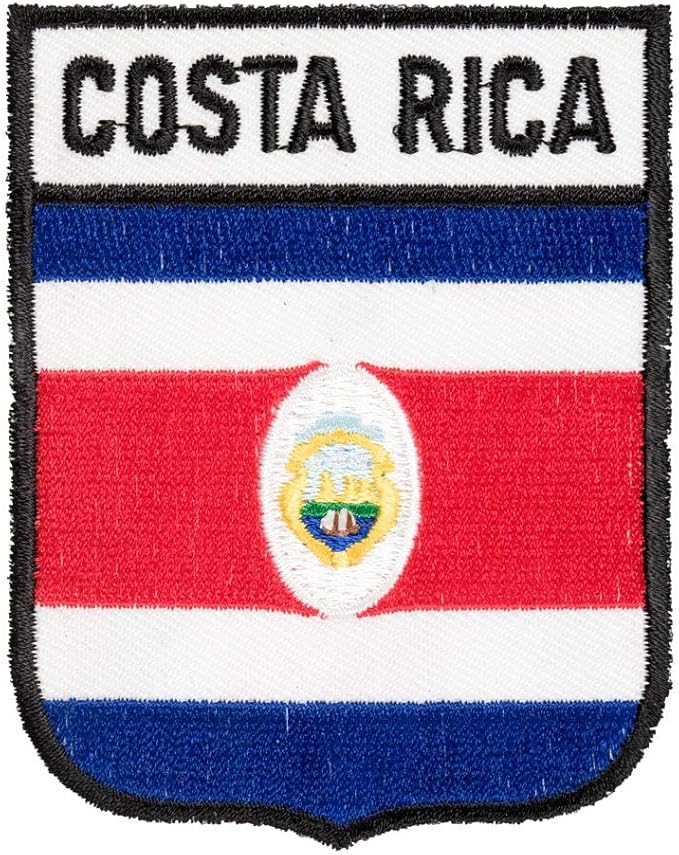 Costa Rica Flag Shield Patch, Latin American Flag Patches