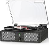 Udreamer Record Player with Built-in Speakers Bluetooth Belt Drive 3 Speeds