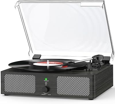 Udreamer Record Player with Built-in Speakers Bluetooth Belt Drive 3 Speeds