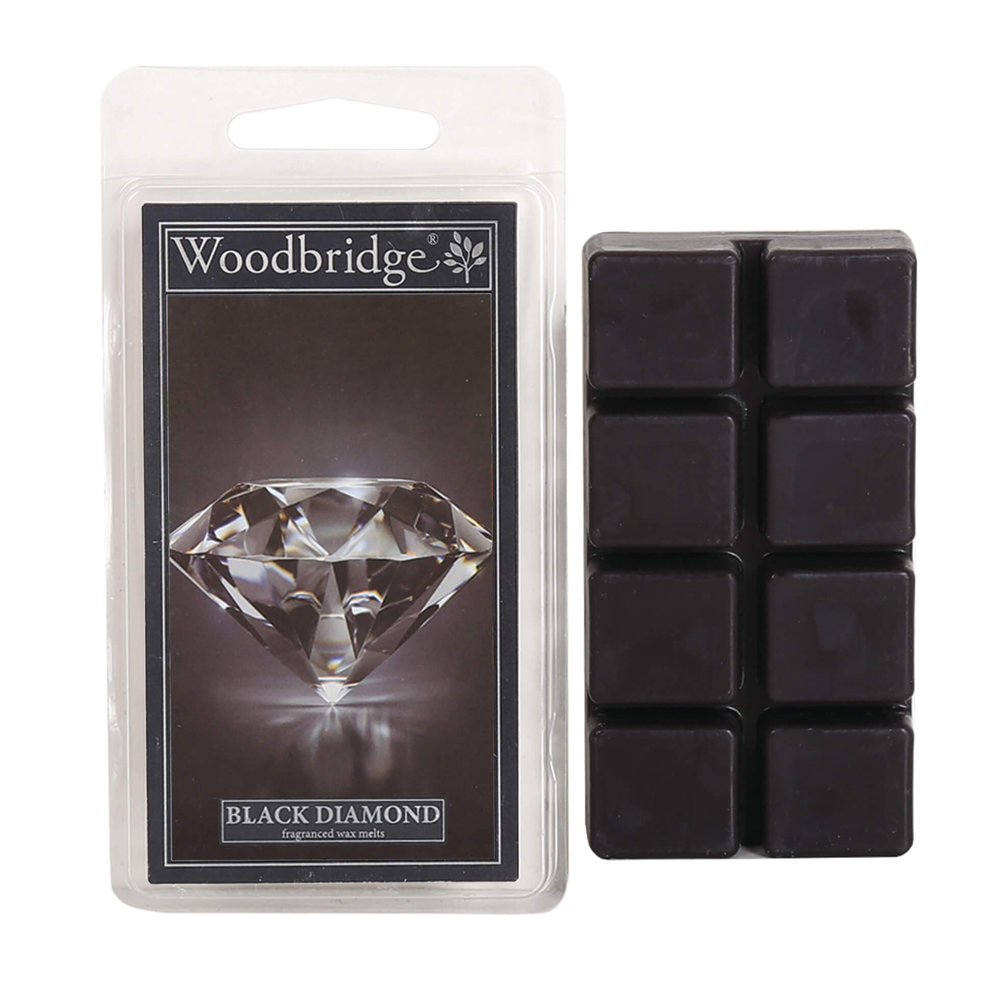 Woodbridge Scented Wax for Oil Burner | Black Diamond | Scented Wax Perfume | 8 Wax Melts for Oil Burner | Room Fragrance for Aromatherapy | 10 Hours Burning Time per Melt (68 g)