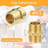 Svalor 4 Pcs 1/2in Brass Hex Nipple Connector G1/2 Male Pipe Fitting view 2