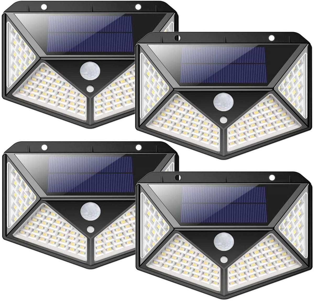 Yohencin Solar Lights Outdoor, 100 LED Motion Sensor Security Light with 3 Lighting Modes 2200mAh Energy Saving 270°Wide Angle Waterproof Wireless Solar Wall Lights for Outside Garden(4 Pack)