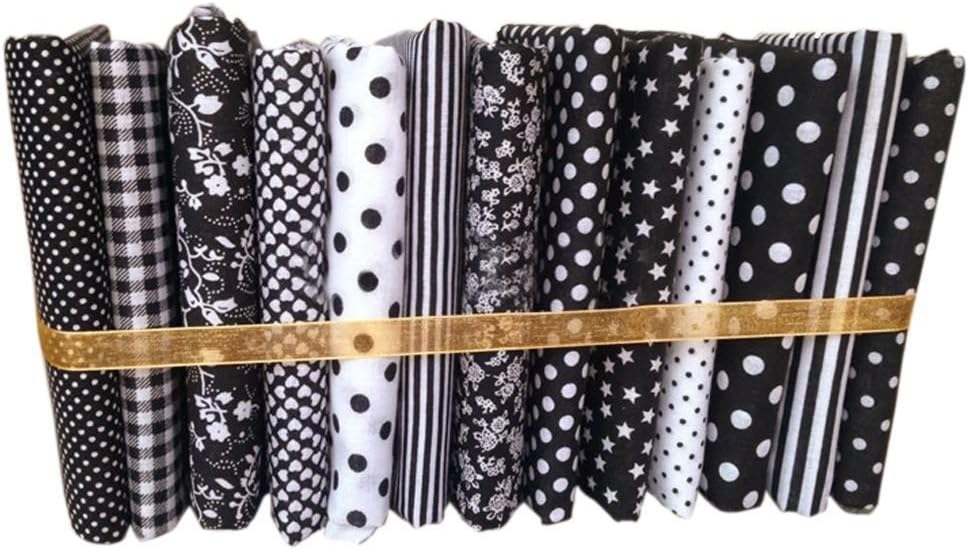 Firiodr 13pcs 50x50cm Black Series Cotton Sewing Cloth Dolls Purse Handwork DIY Patchwork Fabric