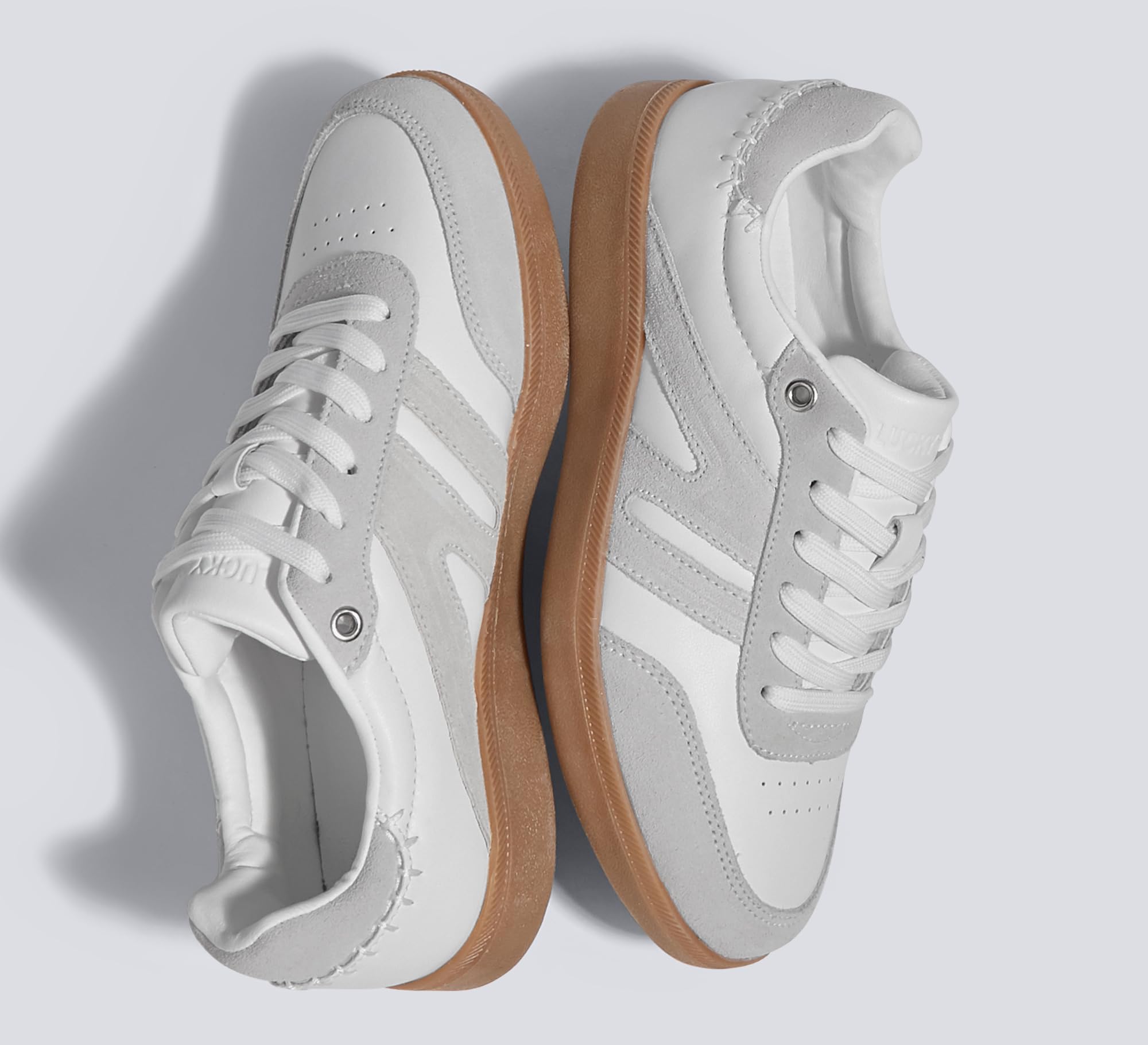 LUCKY STEP Women Classic Retro Gum Sole Fashion Sneakers Casual Tennis Skate Shoe Genuine Leather Walking Footwear Anti Slip Trainers