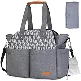 Lekebaby Nappy Changing Bag Satchel Grey Arrow Print Large Capacity