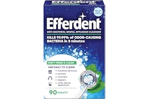 Efferdent Retainer Cleaning Tablets, Denture Cleanser Tablets for Dental Appliances, Fresh & Clean, Minty Fresh, 90 Tablets