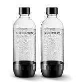 SodaStream 1L Classic DWS Carbonating Bottle Black (twinpack), Pack of 2