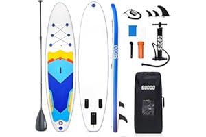 SUDOO Inflatable Stand Up Paddle Board 10‘x30‘‘- Ultra-Light SUP with Backpack, Pump, Paddle, Coil Leash, 3 Fins, Repair Kit, Stable Design, Non-Slip EVA Deck for Adults & Youth