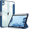 Fintie Hybrid Slim Case for iPad Mini 7 (A17 Pro, 7th Generation) 2024 / iPad Mini 6 (6th Gen) 8.3 Inch, [Built-in Pencil Holder] Shockproof Cover Clear Transparent Back Shell, Marine Blue