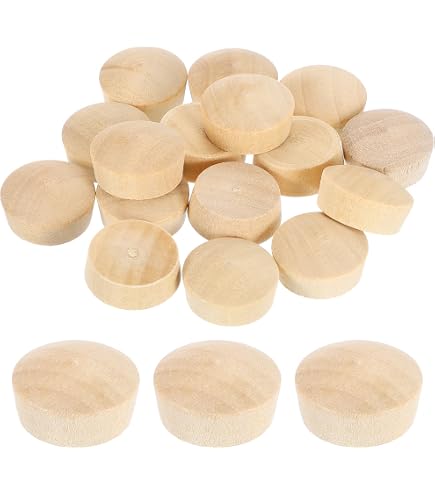 Veemoon 50-Pack Wooden Screw Hole Plugs – 1 Inch Mushroom Wood Caps For Furniture, Hardwood Button Covers, Chocolate Brown