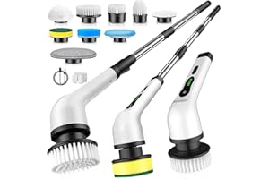 NBONEBS Electric Spin Scrubber, Cordless Kitchen Brushes, Bathroom Shower Cleaner with 9 Brush Heads, 2H Power Dual Speed, Ad