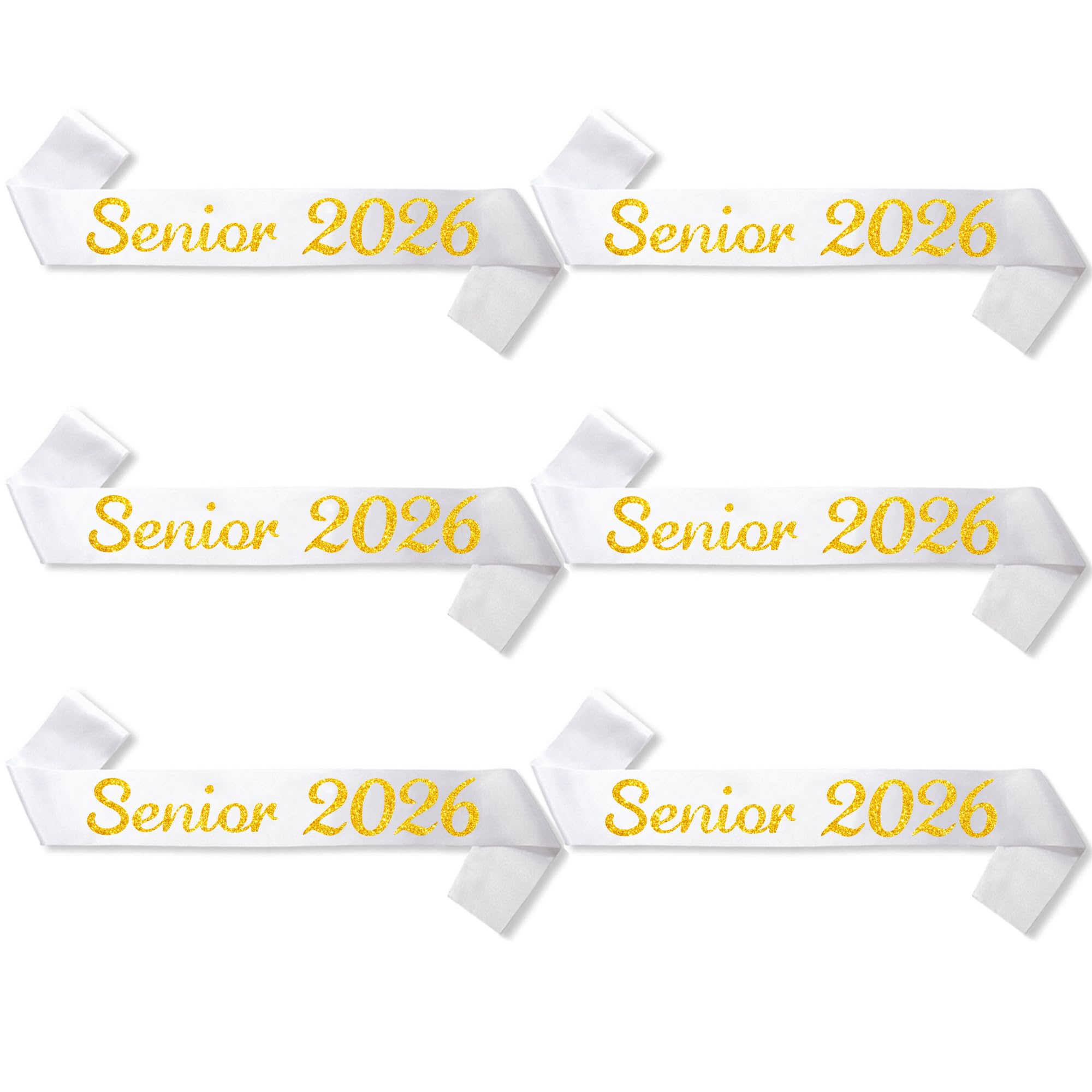 Photo 1 of 6 Pack White Senior 2026 Satin Sash - 2026 Graduation Sash - Finally Graduated - Senior Cheer Sash - Cheerleader Sash - Competition Sash